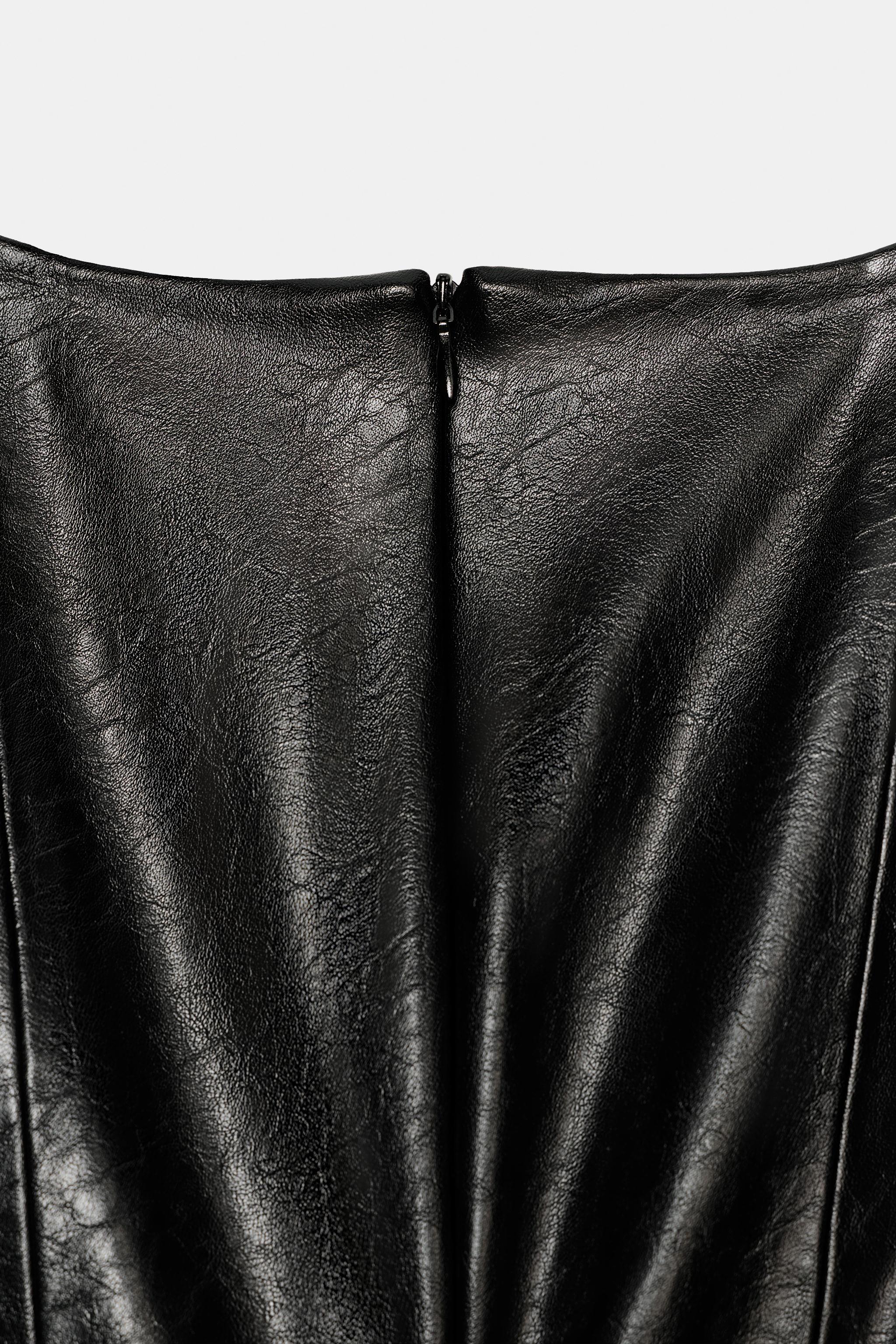 FAUX LEATHER BELTED TOP